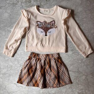 Btween Size 8 Fox Sequin Skirt + Cozy Sweater Set Fall Outfit Pumpkin Patch